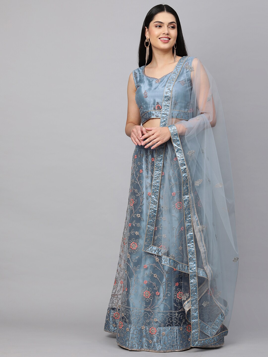 Rajesh Silk Mills Grey & Silver-Toned Embellished Semi-Stitched Lehenga & Unstitched Blouse With Dupatta
Rajesh Silk Mills Grey & Silver-Toned Embellished Semi-Stitched Lehenga & Unstitched Blouse With Dupatta