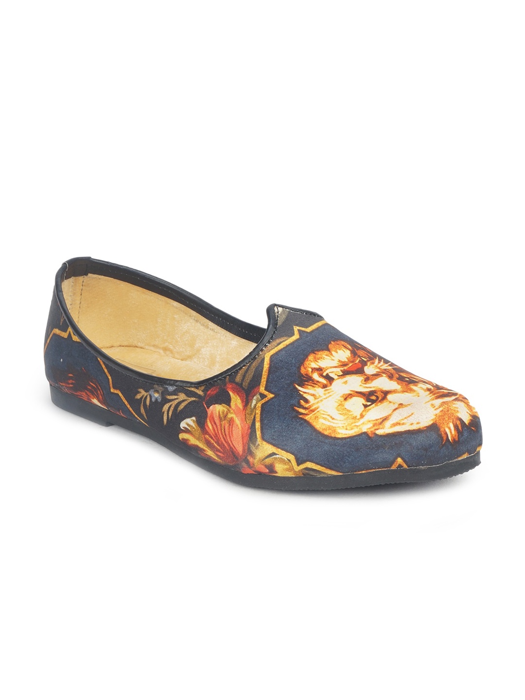HOUSE OF JUTTI Men Black Printed Mojaris