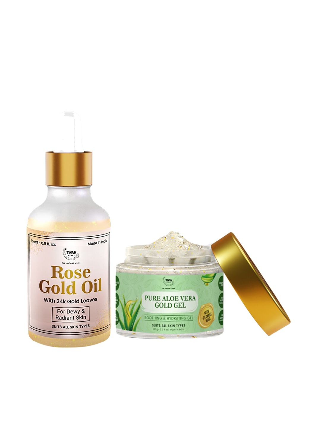 TNW the natural wash Set of Rose Gold Oil 15 ml & Pure Aloe Vera Gold Gel 100 g, Pink
TNW the natural wash Set of Rose Gold Oil 15 ml & Pure Aloe Vera Gold Gel 100 g, Pink