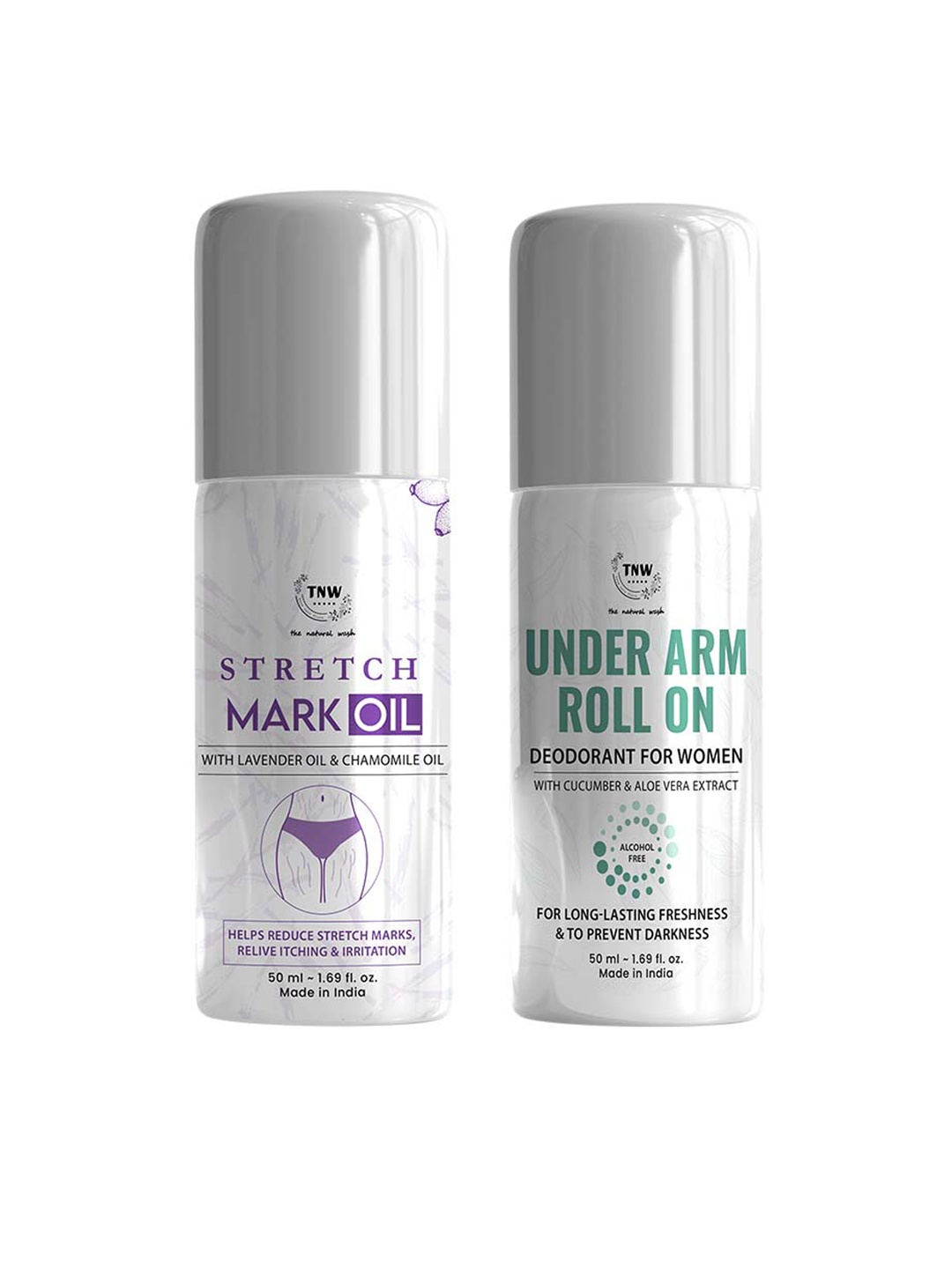 TNW the natural wash Combo of Stretch Mark Oil & Under Arm Roll-On Deodorant 50ml each, Off white
TNW the natural wash Combo of Stretch Mark Oil & Under Arm Roll-On Deodorant 50ml each, Off white