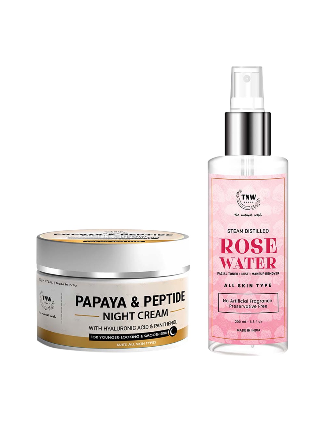 TNW the natural wash Set of Papaya Peptide Night Cream 50 g & Rose Water Spray 200 ml, Brown
TNW the natural wash Set of Papaya Peptide Night Cream 50 g & Rose Water Spray 200 ml, Brown