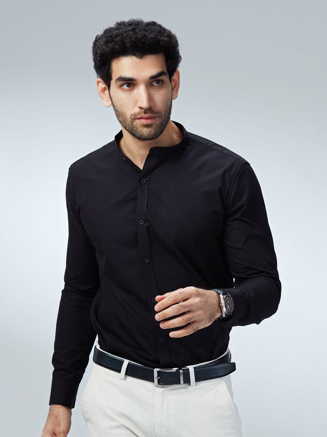 The Souled Store Men Black Comfort Cotton Casual Shirt
