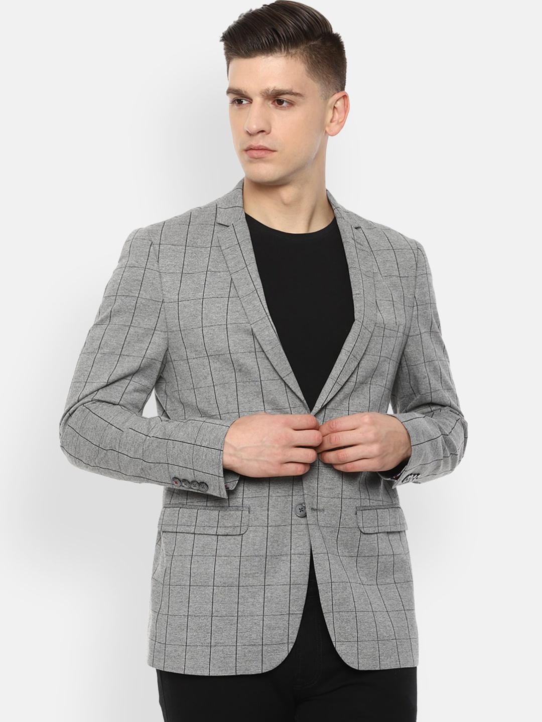 Louis Philippe Sport Men Grey Checked Pure Cotton Slim Fit Single Breasted Formal Blazer
Louis Philippe Sport Men Grey Checked Pure Cotton Slim Fit Single Breasted Formal Blazer