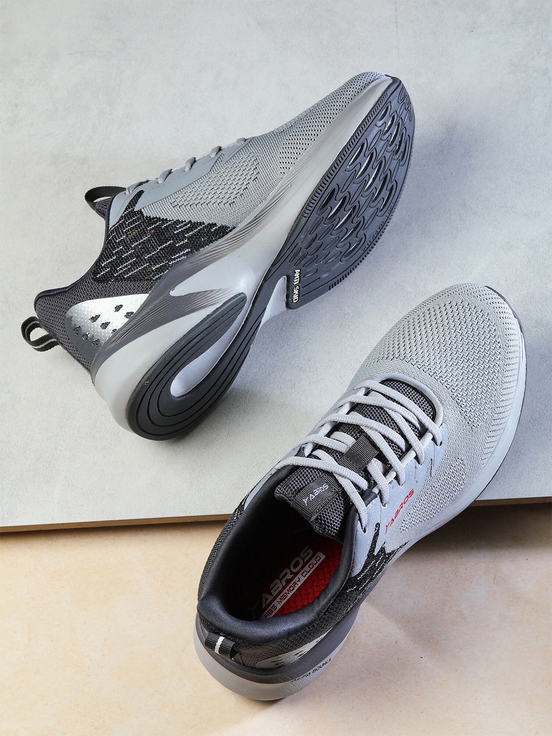ABROS Men Grey Mesh Running Shoes