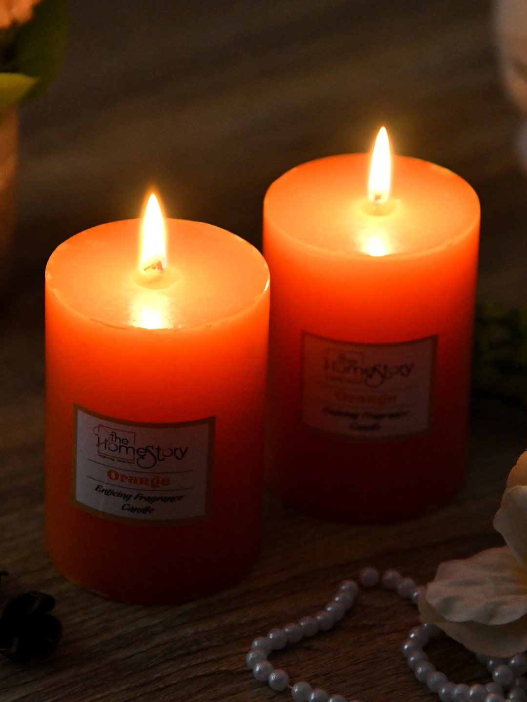 Clasiko Set Of 2 Orange Enticing Fragrance Candles