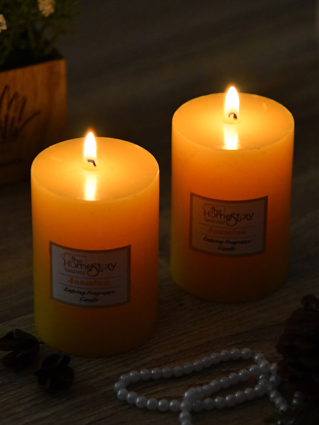 Clasiko Set Of 2 Yellow Solid Jasmine Fragrance Candles