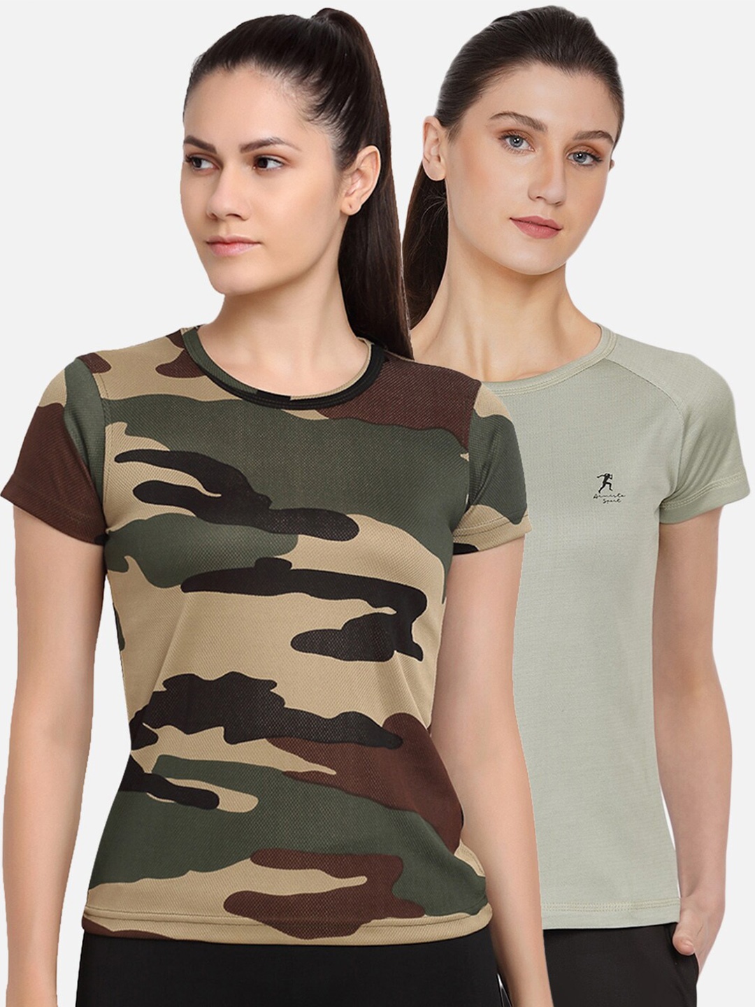 ARMISTO Women Olive Green Camouflage Printed Dri-FIT Training or Gym T-shirt Set Of 2
ARMISTO Women Olive Green Camouflage Printed Dri-FIT Training or Gym T-shirt Set Of 2