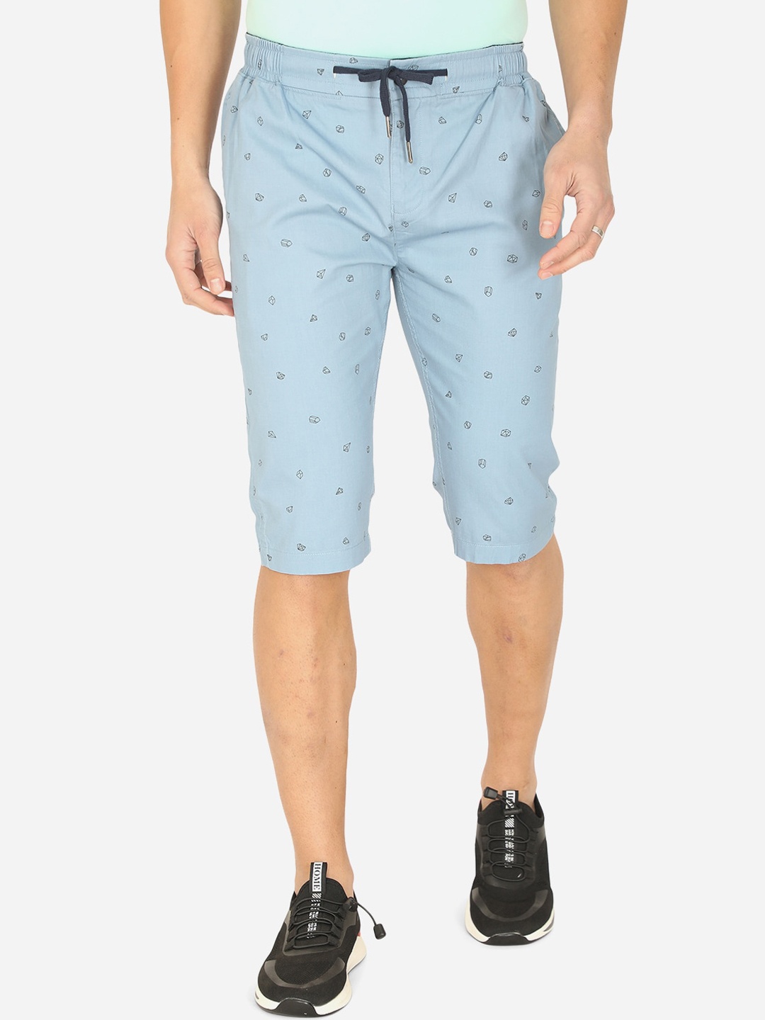 JADE BLUE Men Blue Floral Printed Outdoor Cotton Chino Shorts