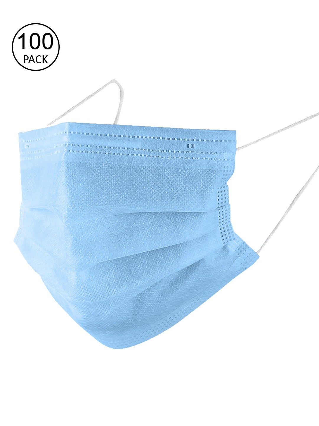 Swiss Design Unisex Pack Of 100 Blue Solid 3-Ply Disposable Surgical Face Masks With Nose-Pin
Swiss Design Unisex Pack Of 100 Blue Solid 3-Ply Disposable Surgical Face Masks With Nose-Pin