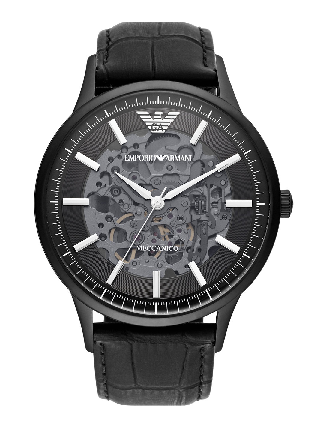 Emporio Armani Men Grey Skeleton Dial Leather Analogue Automatic Motion Powered Watch, Black
Emporio Armani Men Grey Skeleton Dial Leather Analogue Automatic Motion Powered Watch, Black