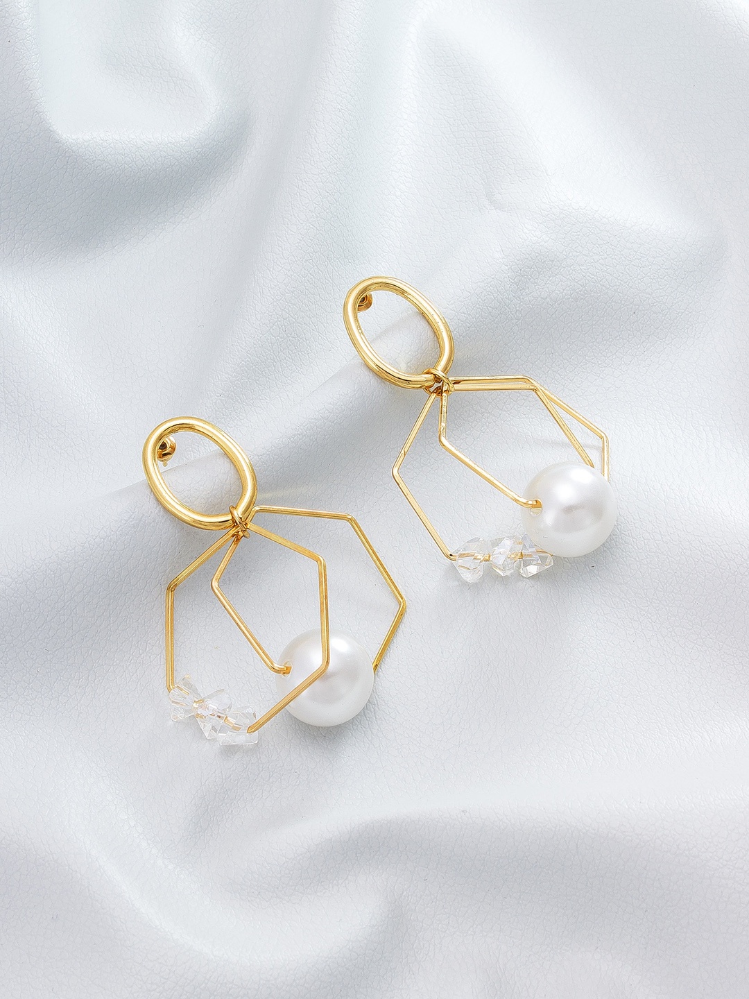 aadita Gold-Plated Contemporary Drop Earrings
