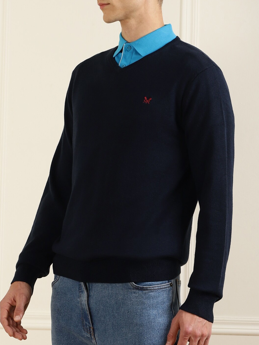 Crew Clothing Men Navy Blue Pullover