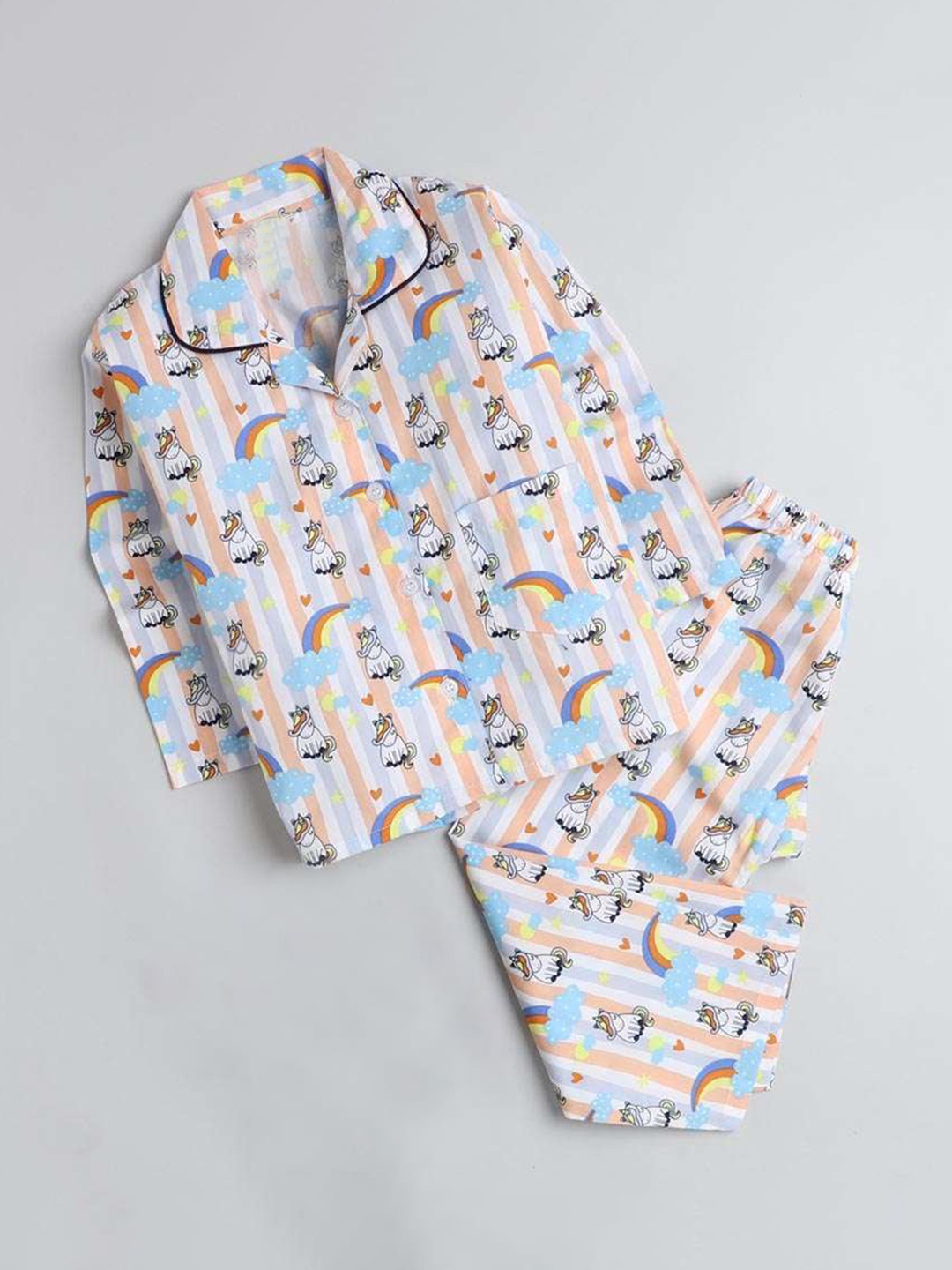 The Magic Wand Unisex Kids Peach-Coloured Printed Night suit