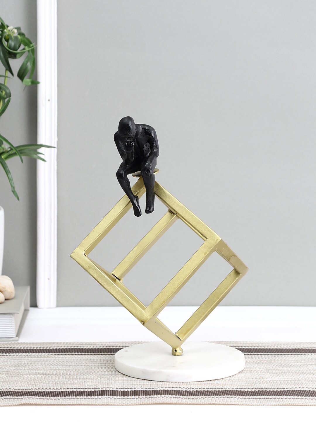 Aapno Rajasthan Gold-Toned & Black Cube Showpiece