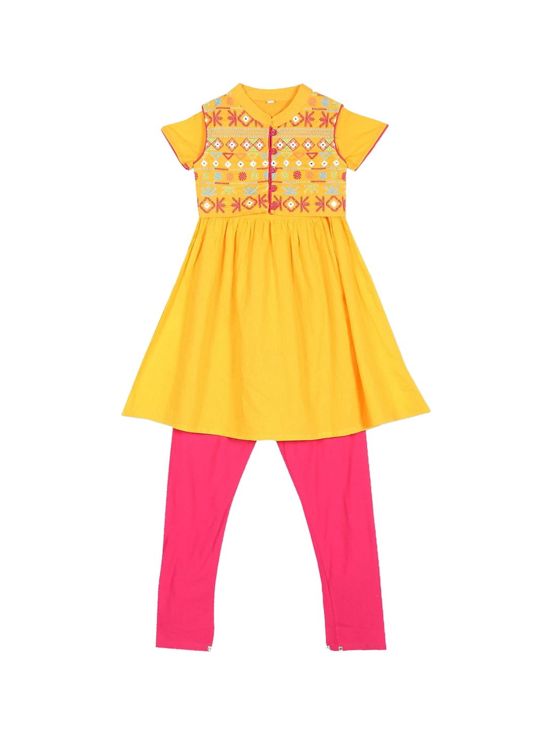 Karigari Girls Yellow Ethnic Motifs Embroidered Empire Pure Cotton Kurta with Churidar
Karigari Girls Yellow Ethnic Motifs Embroidered Empire Pure Cotton Kurta with Churidar