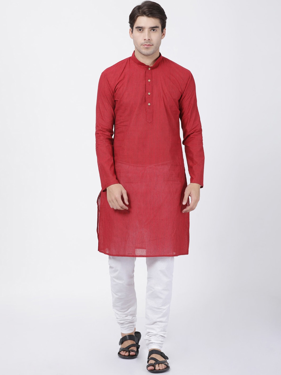SHVAAS by VASTRAMAY Men Red & White Striped Pure Cotton Sustainable Kurta with Pyjamas Set
SHVAAS by VASTRAMAY Men Red & White Striped Pure Cotton Sustainable Kurta with Pyjamas Set