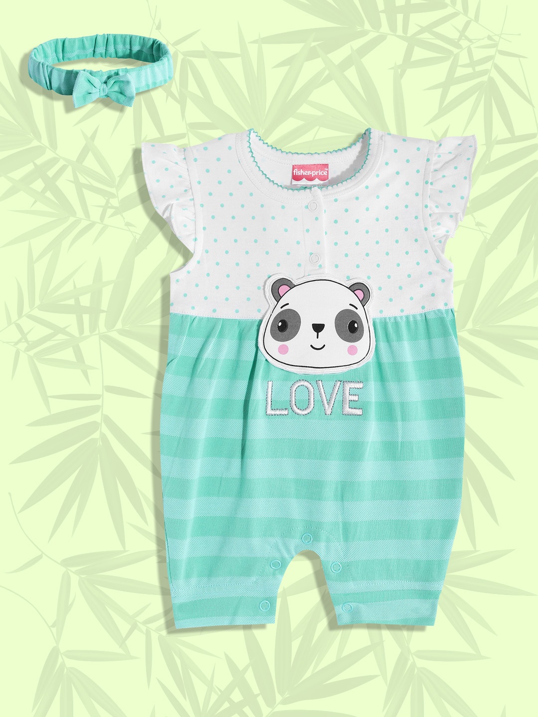 Fisher Price X Moms Love Infant Girls Green Polka Dot Print Cotton Rompers & Hairband
Fisher Price X Moms Love Infant Girls Green Polka Dot Print Cotton Rompers & Hairband