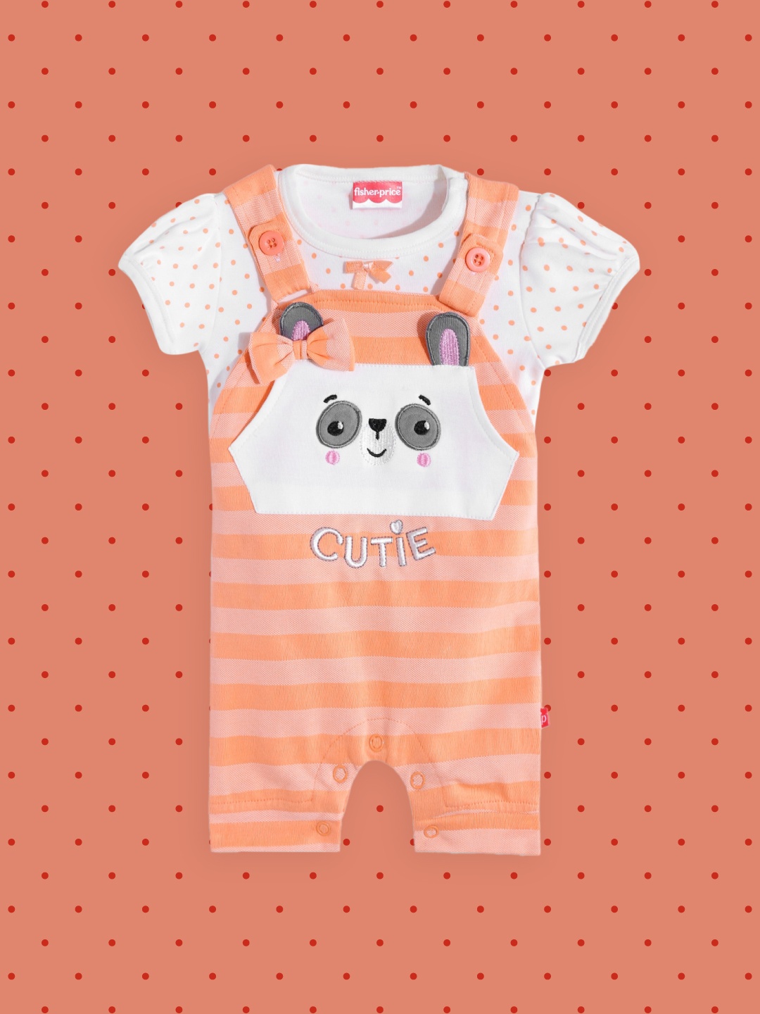 Fisher Price X Moms Love Infant Girls Orange & White Pure Cotton Dungaree with T-shirt
Fisher Price X Moms Love Infant Girls Orange & White Pure Cotton Dungaree with T-shirt