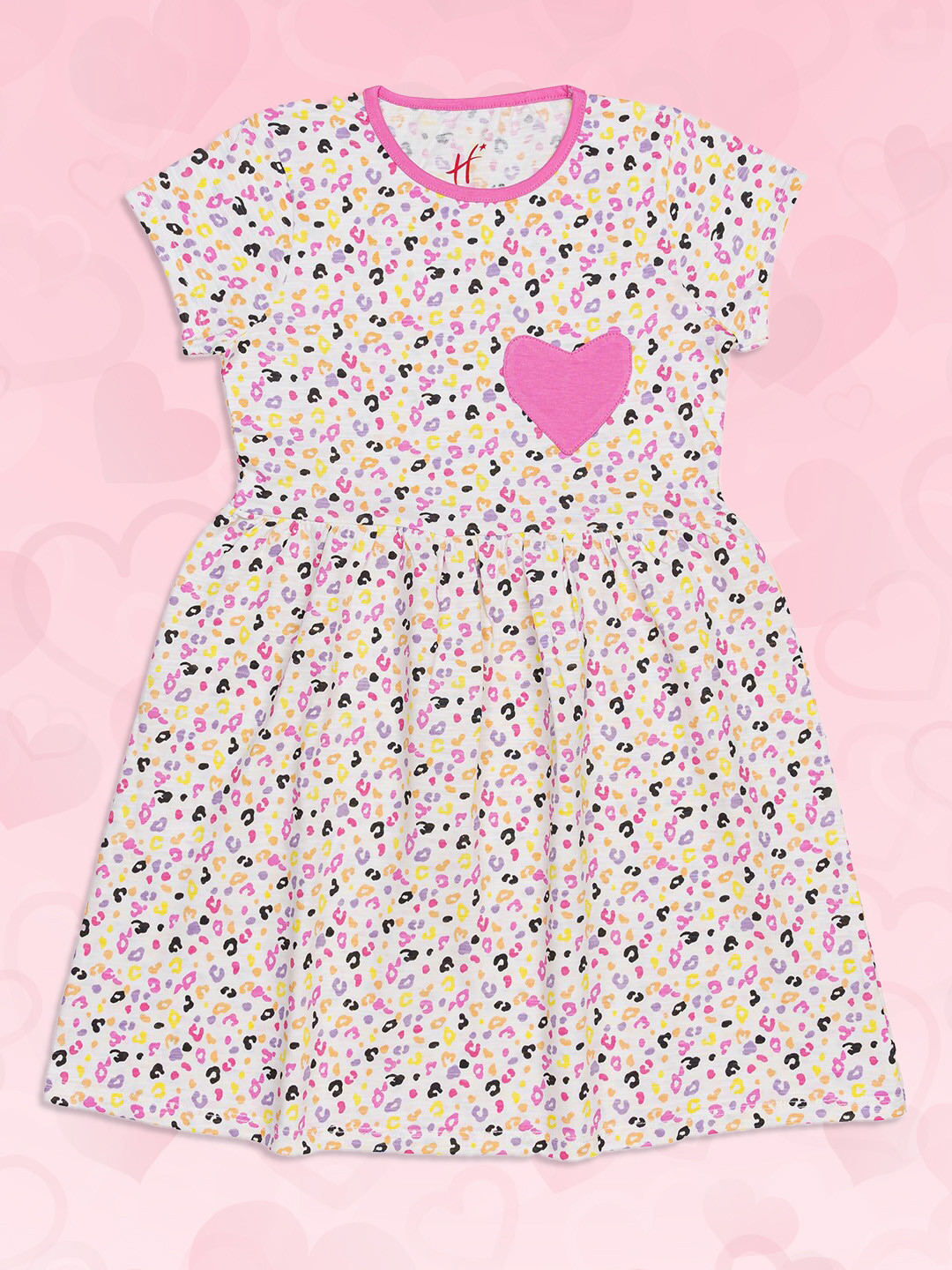 H By Hamleys Girls Multicoloured Candy Print with Heart Patch Pure Cotton A-Line Dress, Multi
H By Hamleys Girls Multicoloured Candy Print with Heart Patch Pure Cotton A-Line Dress, Multi
