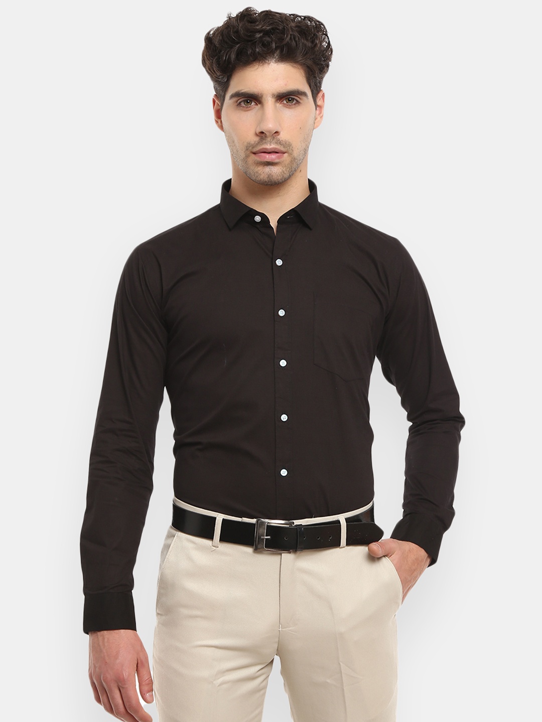 V-Mart Men Black Standard Cotton Formal Shirt