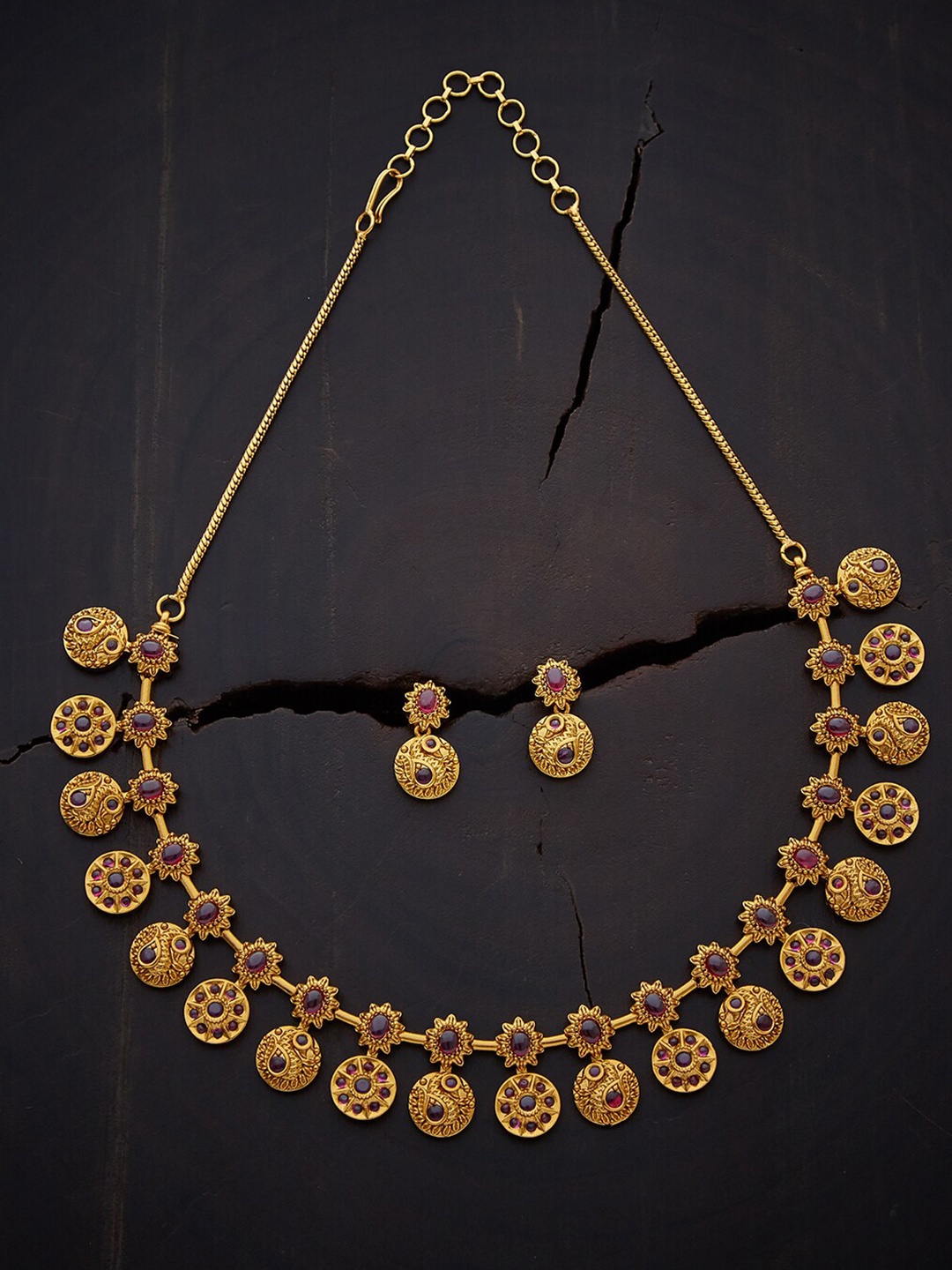 Kushal's Fashion Jewellery Red Gold-Plated Jewellery Set