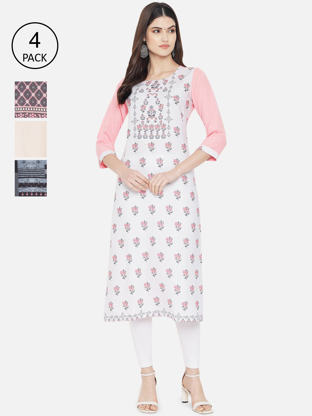 Ethnic basket Women Pack of 4 Multicoloured Floral Printed Crepe Kurta, Multi
Ethnic basket Women Pack of 4 Multicoloured Floral Printed Crepe Kurta, Multi