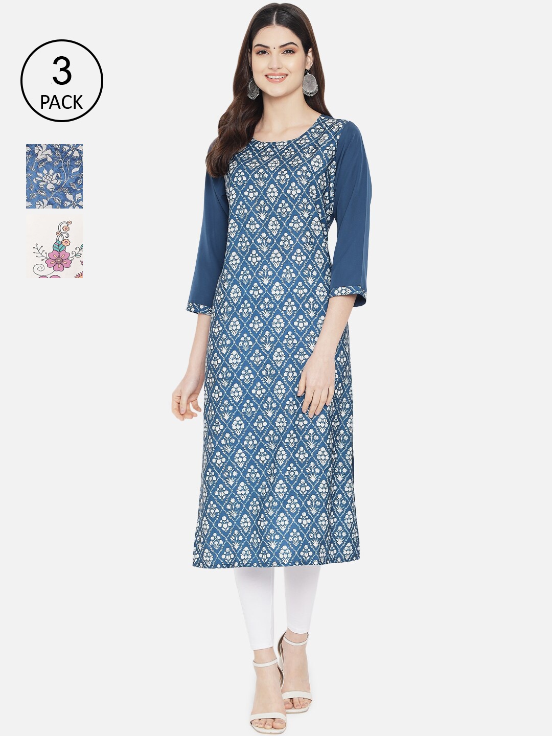 Ethnic basket Women Pack Of 3 Multicoloured Ethnic Motifs Printed Crepe Kurta, Multi
Ethnic basket Women Pack Of 3 Multicoloured Ethnic Motifs Printed Crepe Kurta, Multi