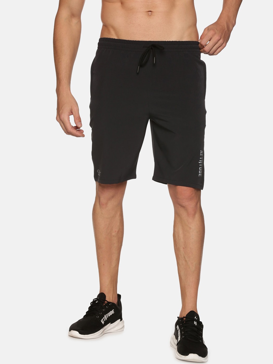 ATTIITUDE Men Grey Low-Rise Slim Fit Sports Shorts