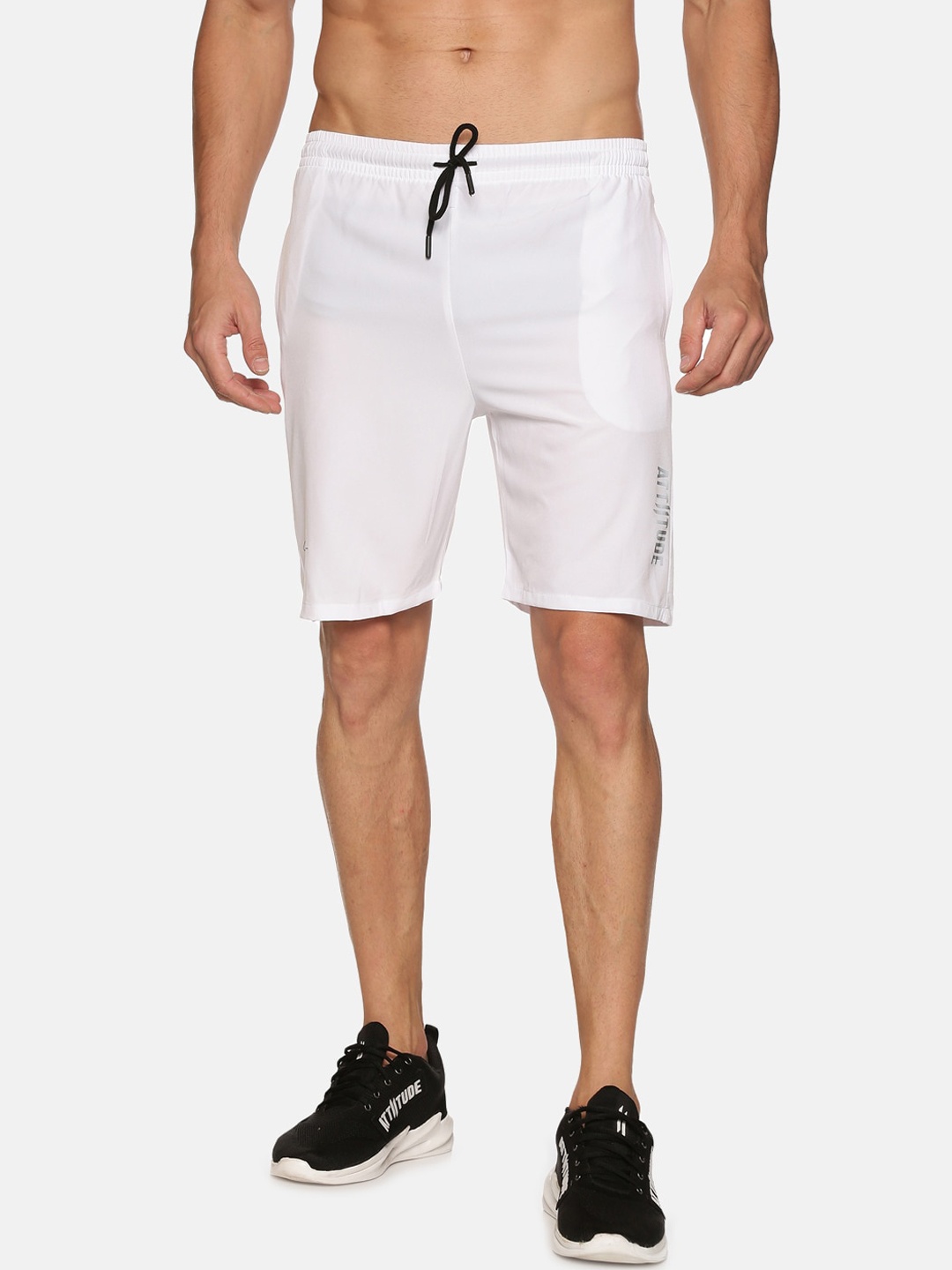 ATTIITUDE Men White Solid Low-Rise Slim Fit Sports Shorts