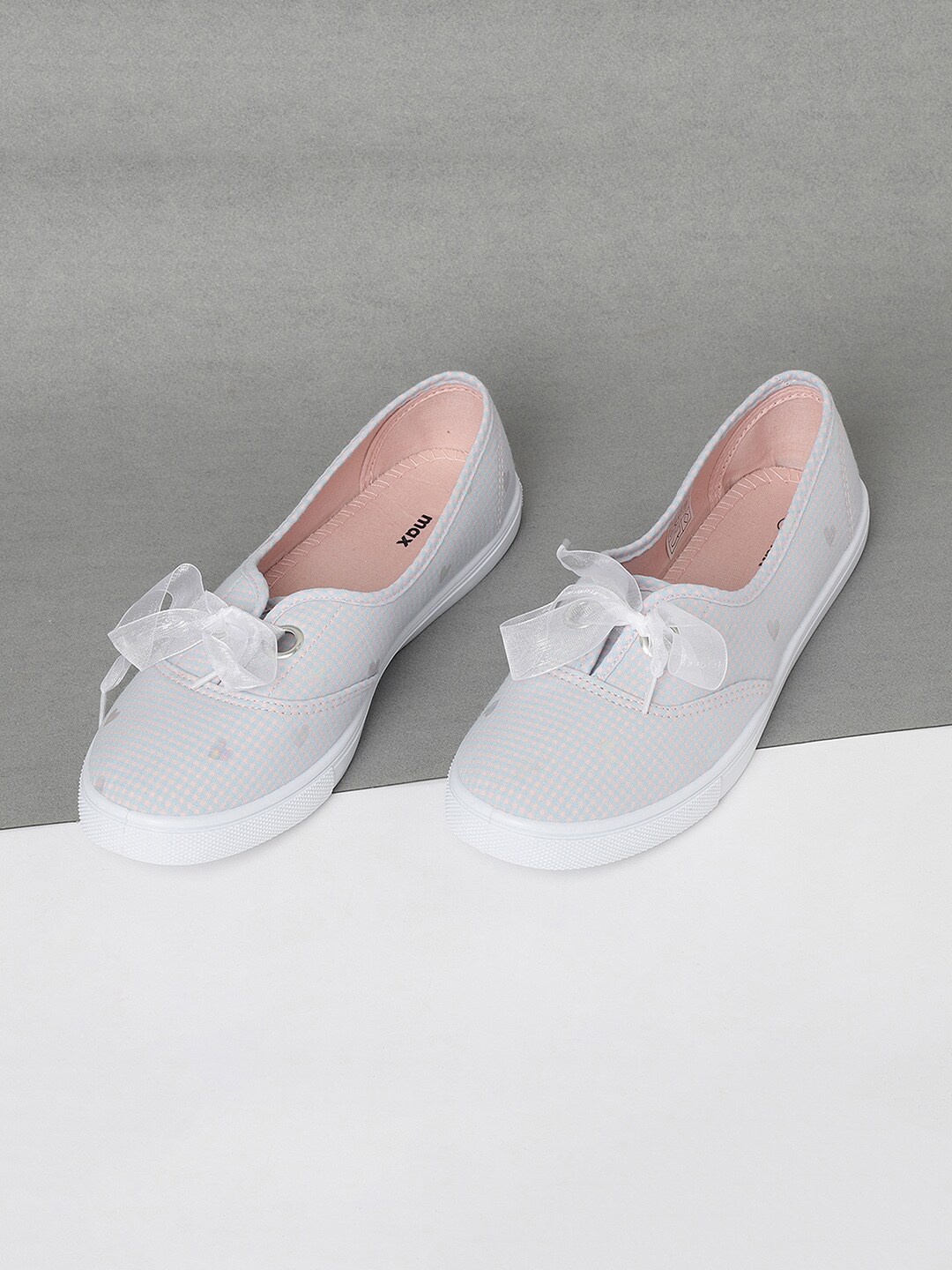 max Women Grey Woven Design Slip-On Sneakers