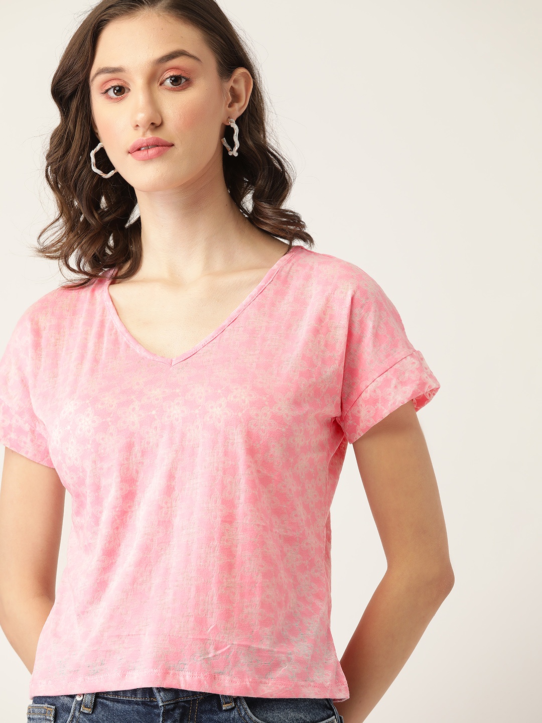 DressBerry Pink Floral Print Top