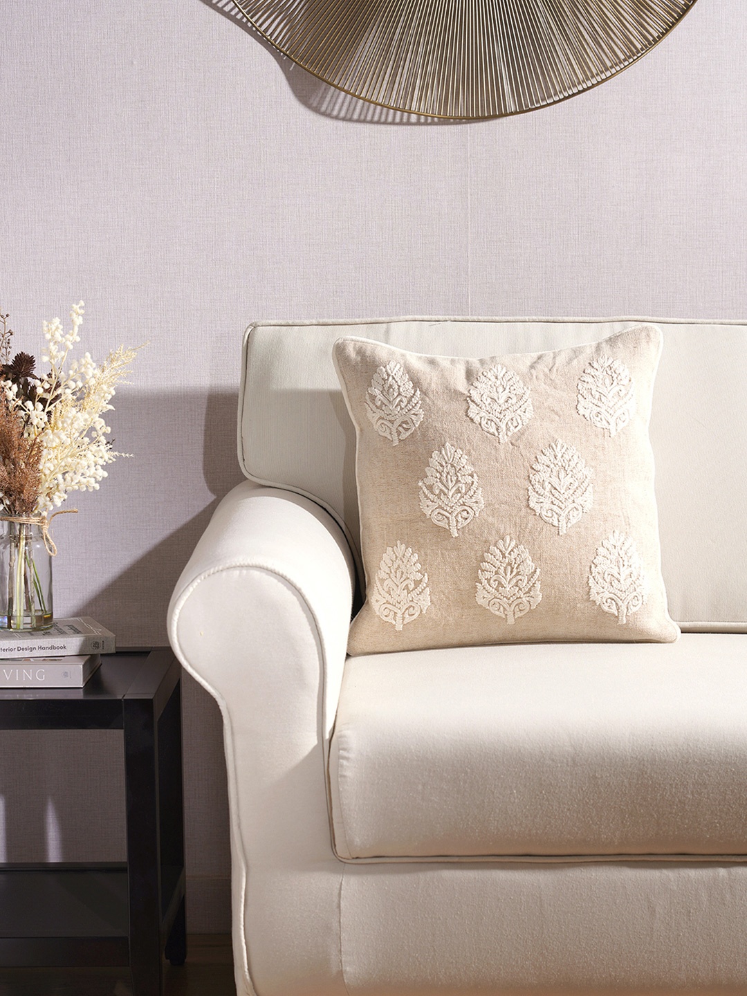 Pure Home and Living Cream-Coloured Floral Embroidered Cotton Jute Square Cushion Cover
Pure Home and Living Cream-Coloured Floral Embroidered Cotton Jute Square Cushion Cover