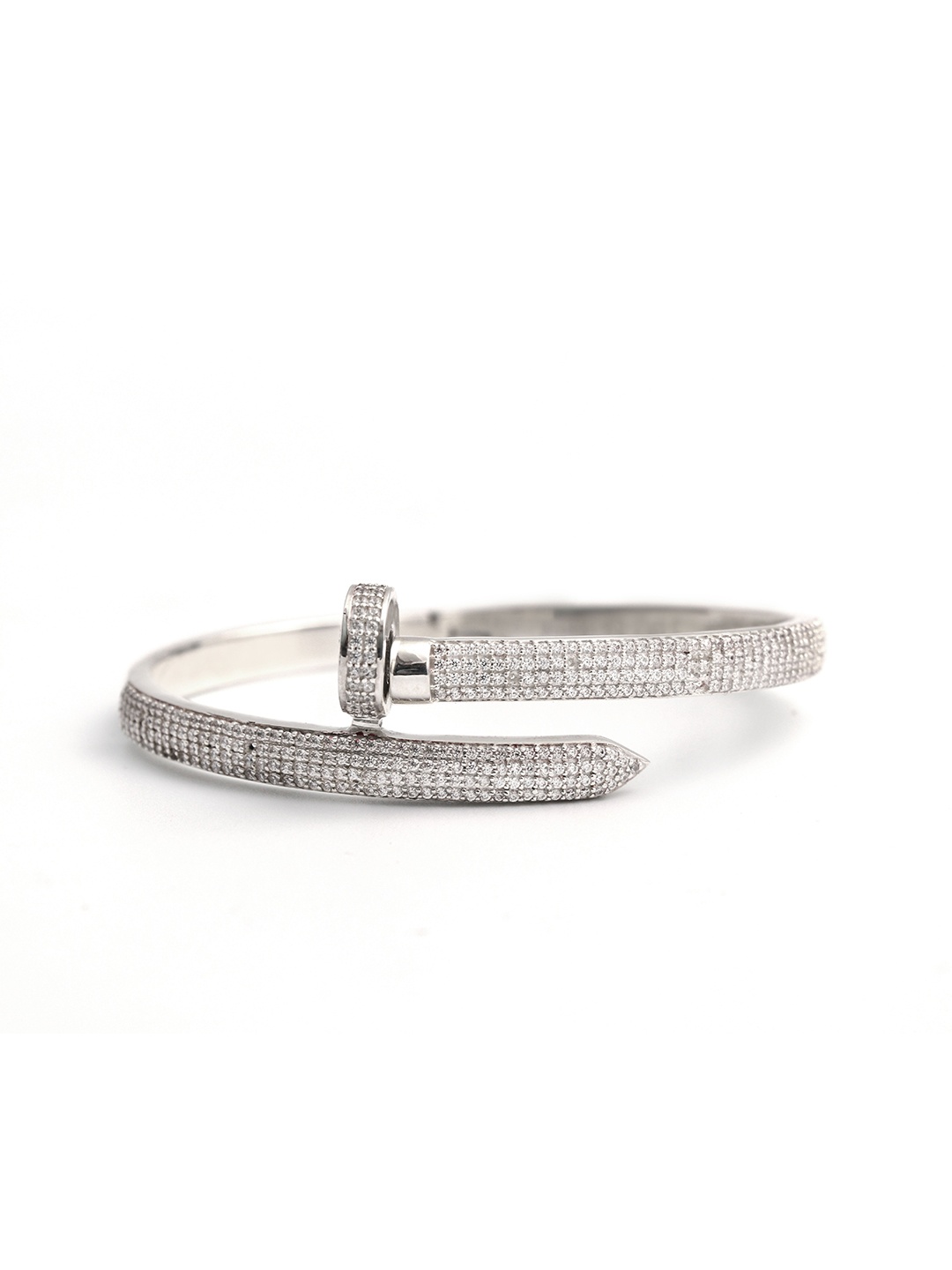 HIFLYER JEWELS Women Silver-Toned Sterling Silver Cubic Zirconia Rhodium-Plated Cuff Bracelet
HIFLYER JEWELS Women Silver-Toned Sterling Silver Cubic Zirconia Rhodium-Plated Cuff Bracelet