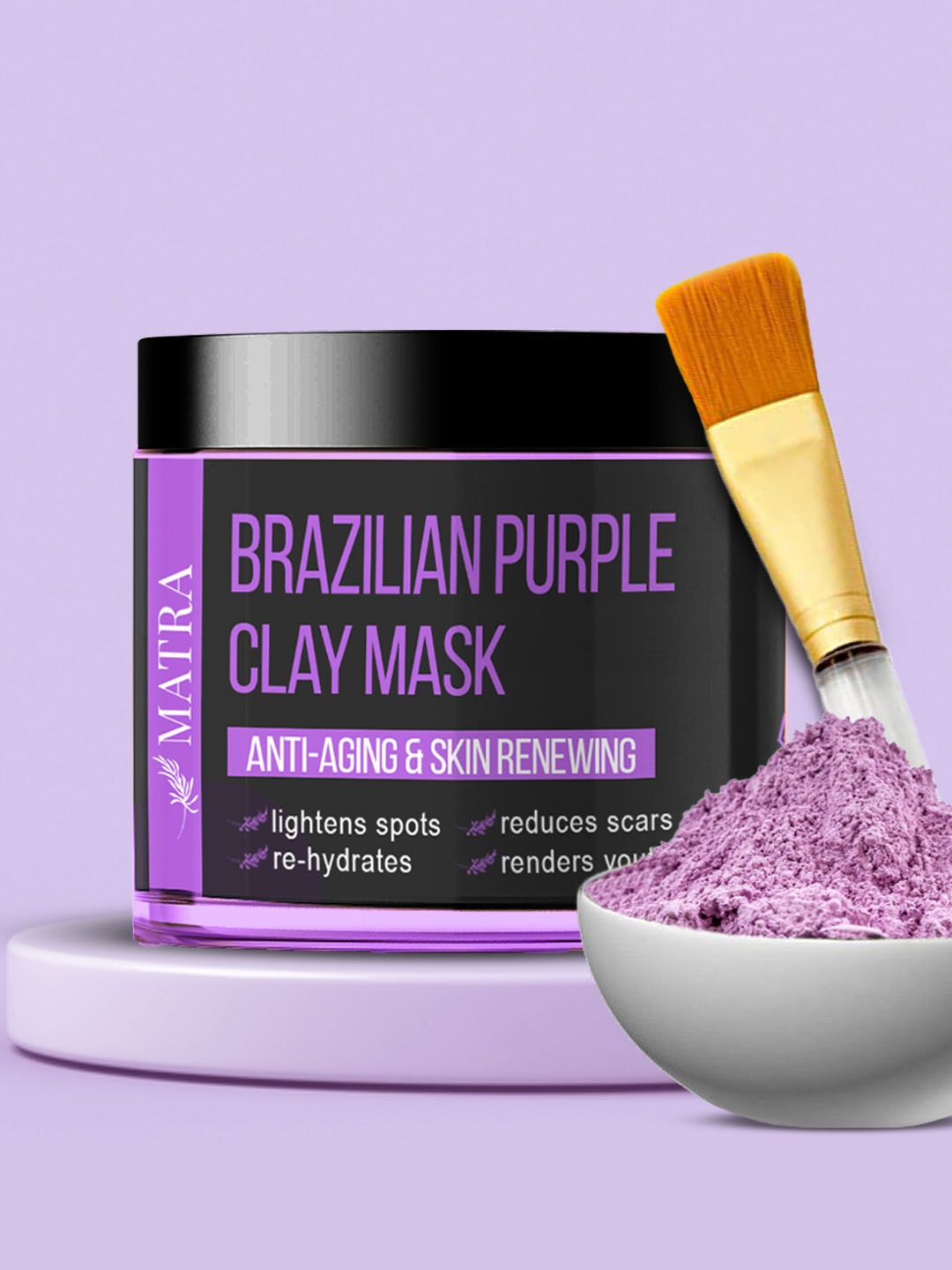MATRA Brazilian Purple Clay Anti-Aging And Skin Renewing Mask with Face Mask Brush 100 g, Black
MATRA Brazilian Purple Clay Anti-Aging And Skin Renewing Mask with Face Mask Brush 100 g, Black
