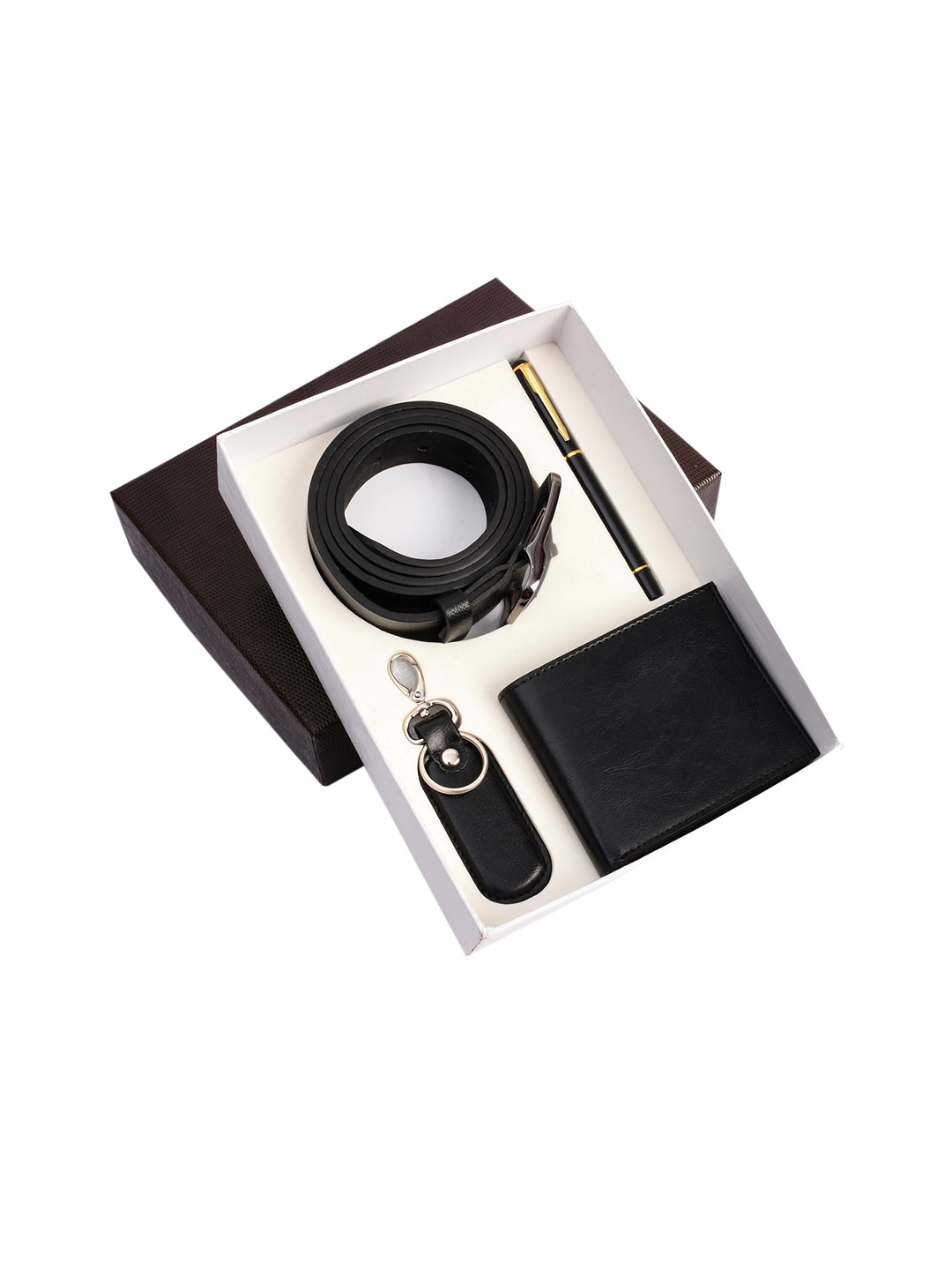 BuckleUp Men Black Solid Accessory Gift Set