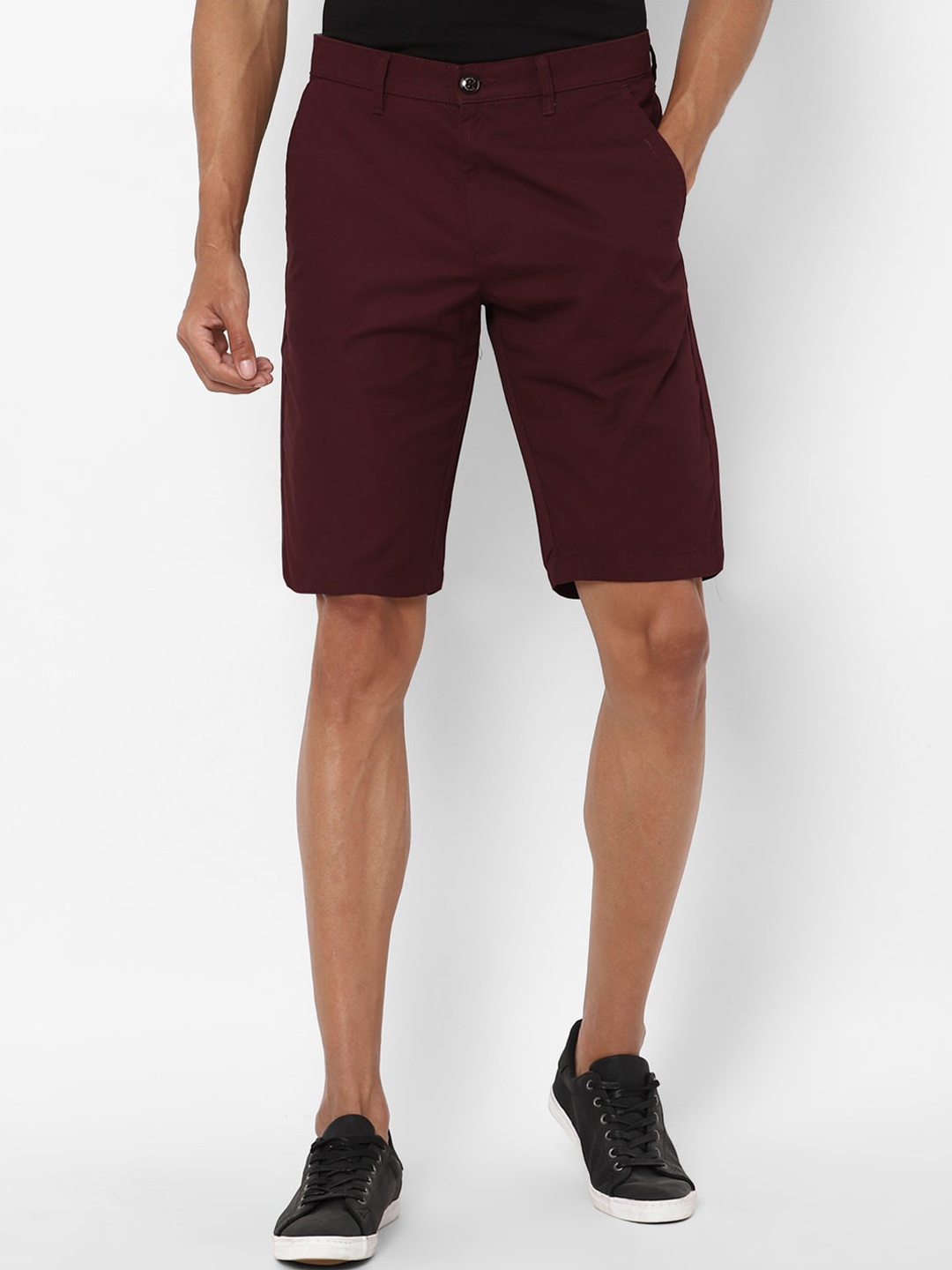 Allen Solly Men Maroon Slim Fit Cotton Shorts
