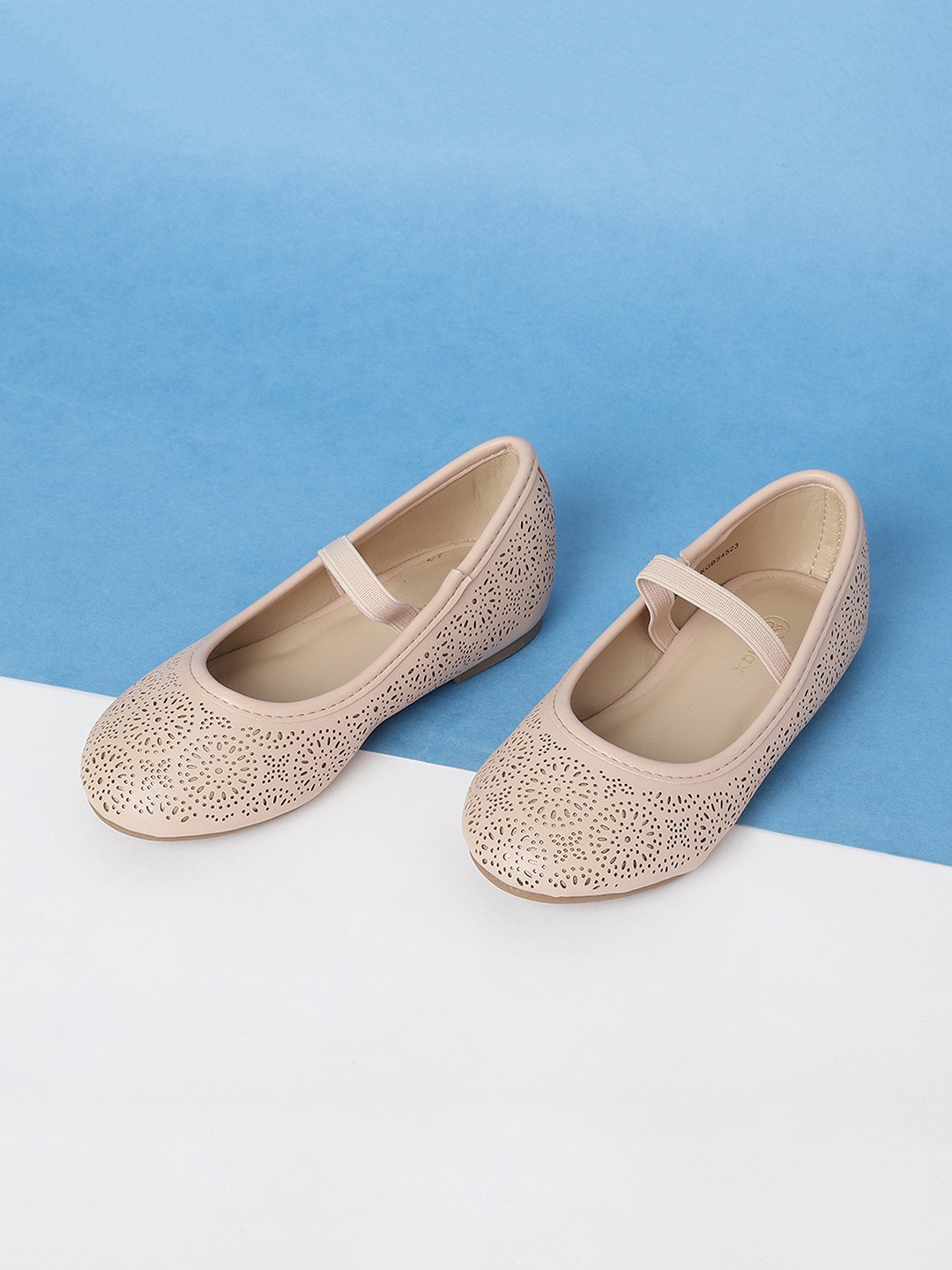 max Girls Pink Ballerinas with Laser Cuts Flats