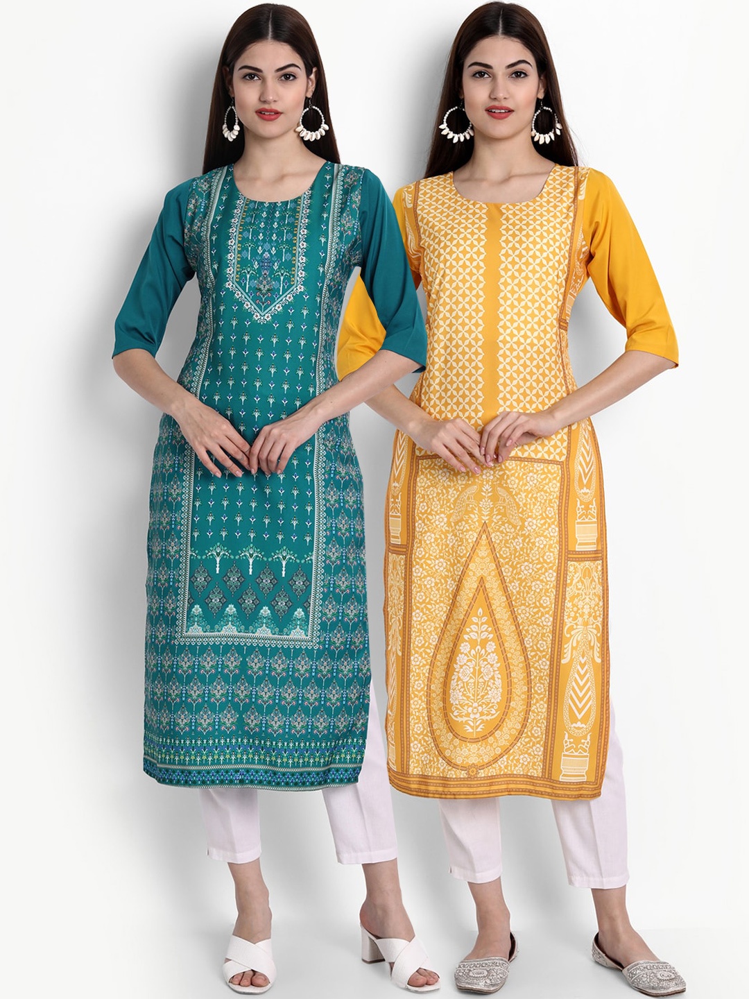 Ethnic basket Women Multicoloured Set of 2 Ethnic Motifs Printed Crepe Kurta, Multi
Ethnic basket Women Multicoloured Set of 2 Ethnic Motifs Printed Crepe Kurta, Multi