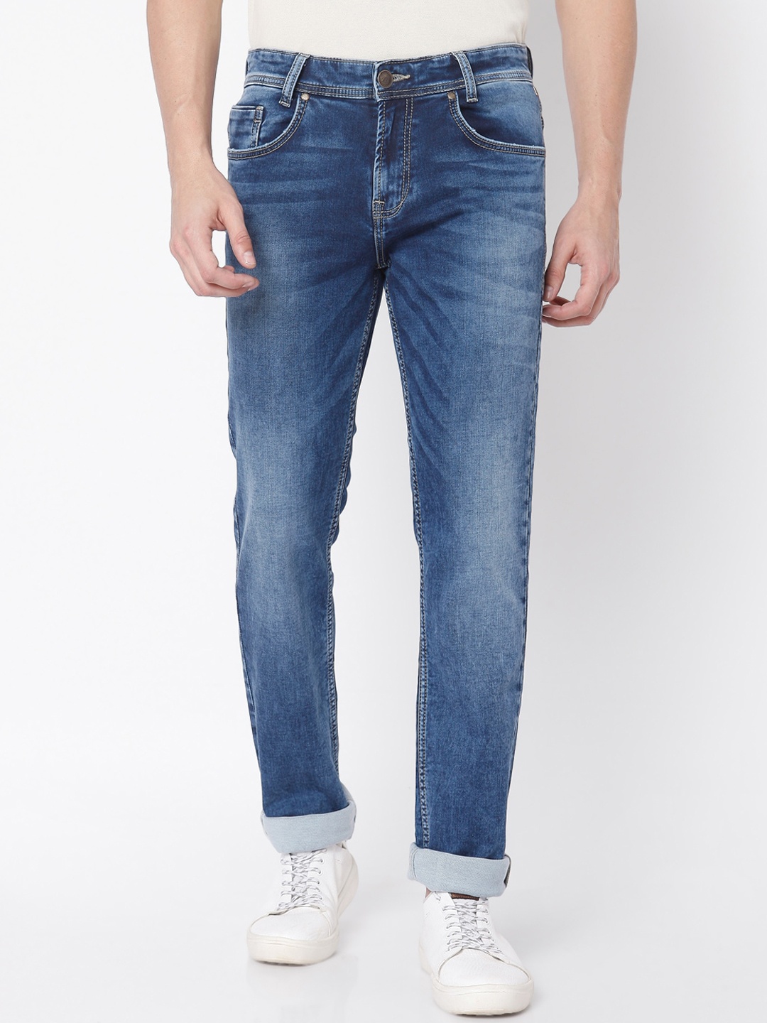 Mufti Men Blue Heavy Fade Stretchable Jeans