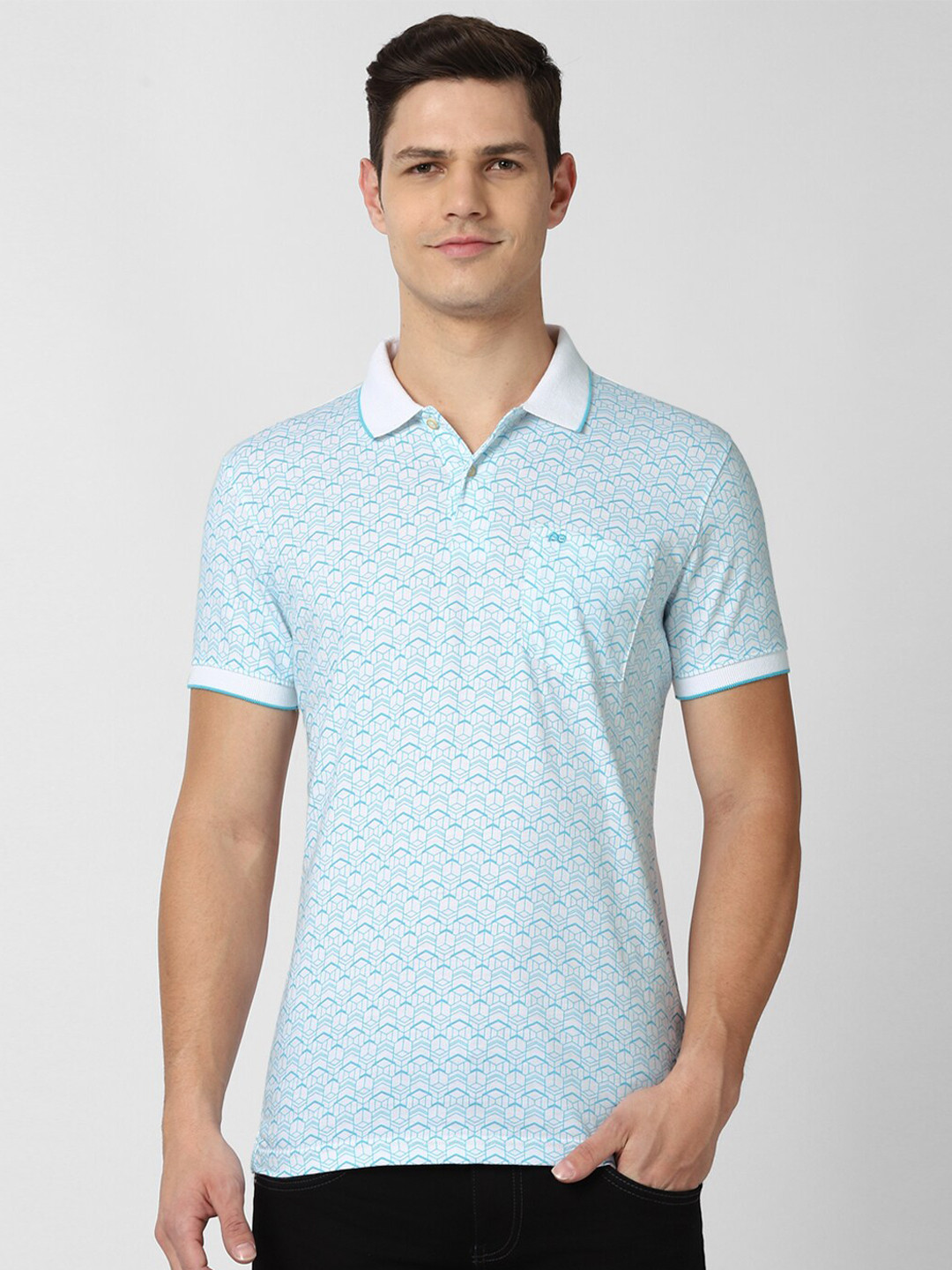 Peter England Casuals Men Turquoise Blue Printed Polo Collar Slim Fit Cotton T-shirt
Peter England Casuals Men Turquoise Blue Printed Polo Collar Slim Fit Cotton T-shirt