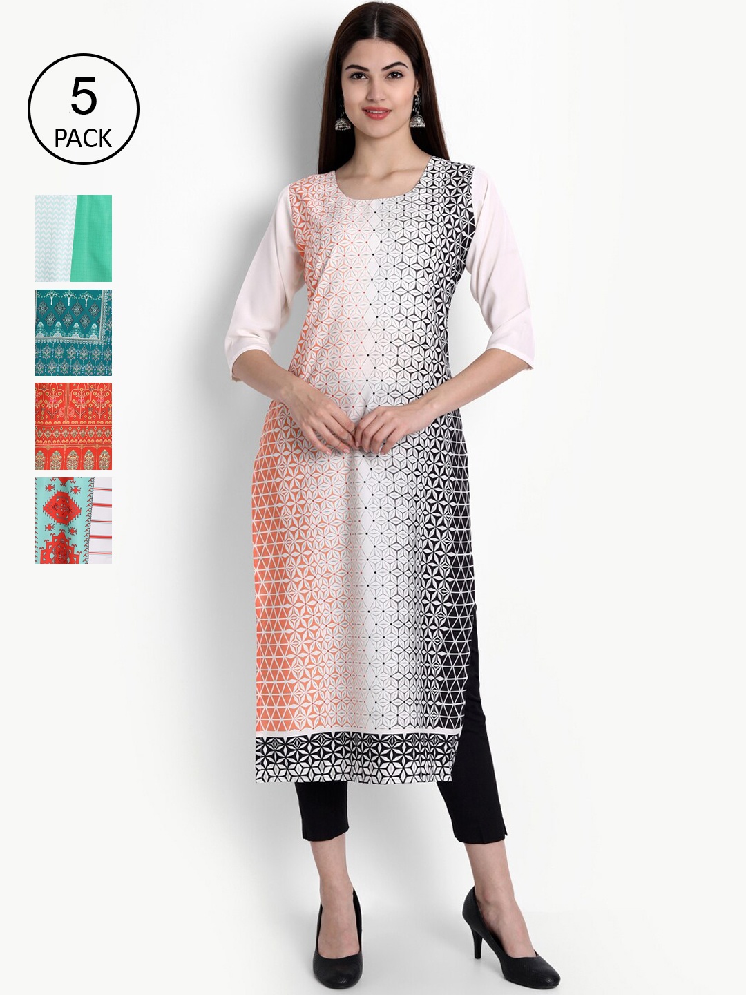 Ethnic basket Women Pack of 6 Multicoloured Ethnic Motifs Printed Crepe Kurta, Multi
Ethnic basket Women Pack of 6 Multicoloured Ethnic Motifs Printed Crepe Kurta, Multi