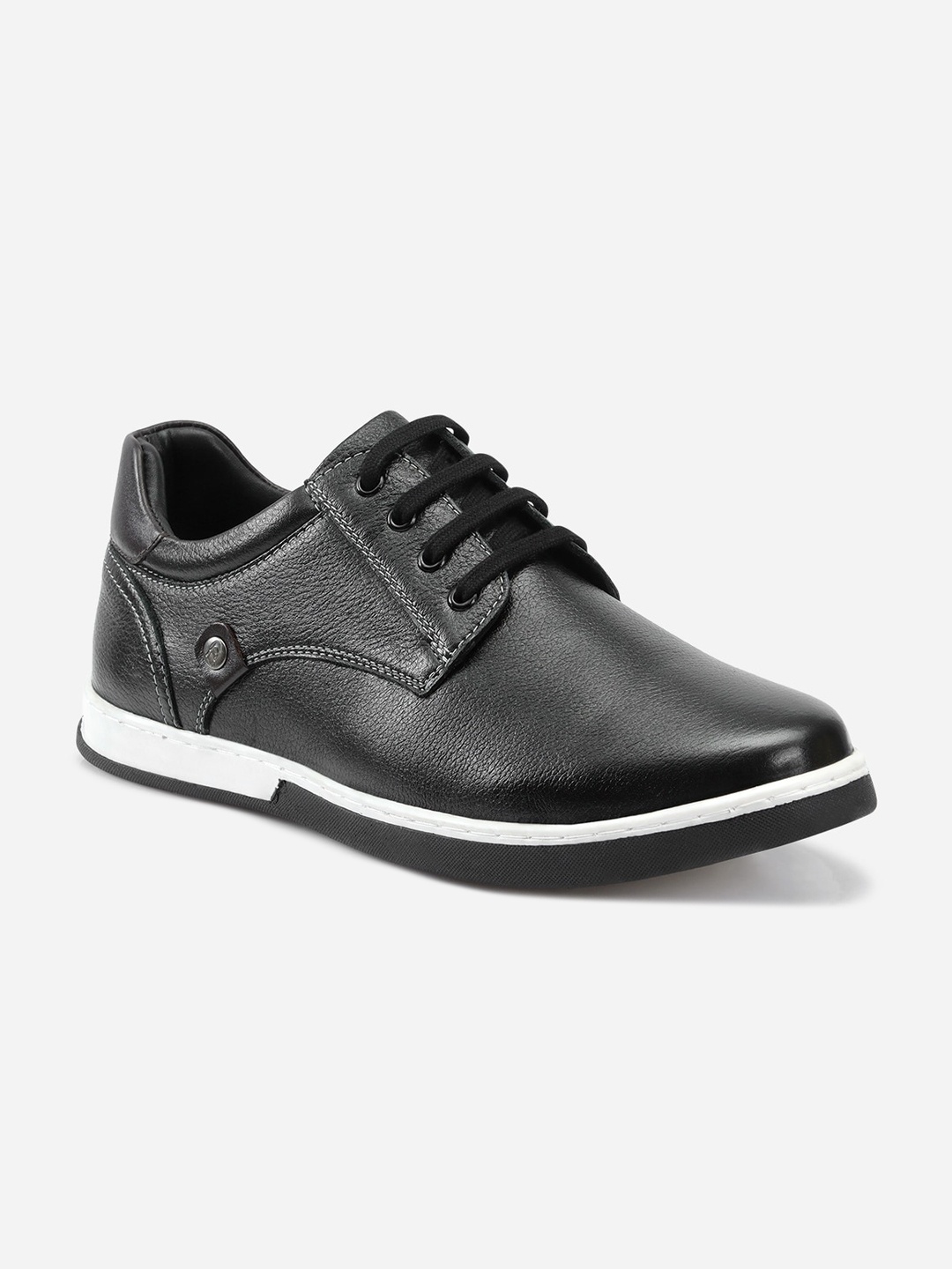 ID Men Black Leather Derbys