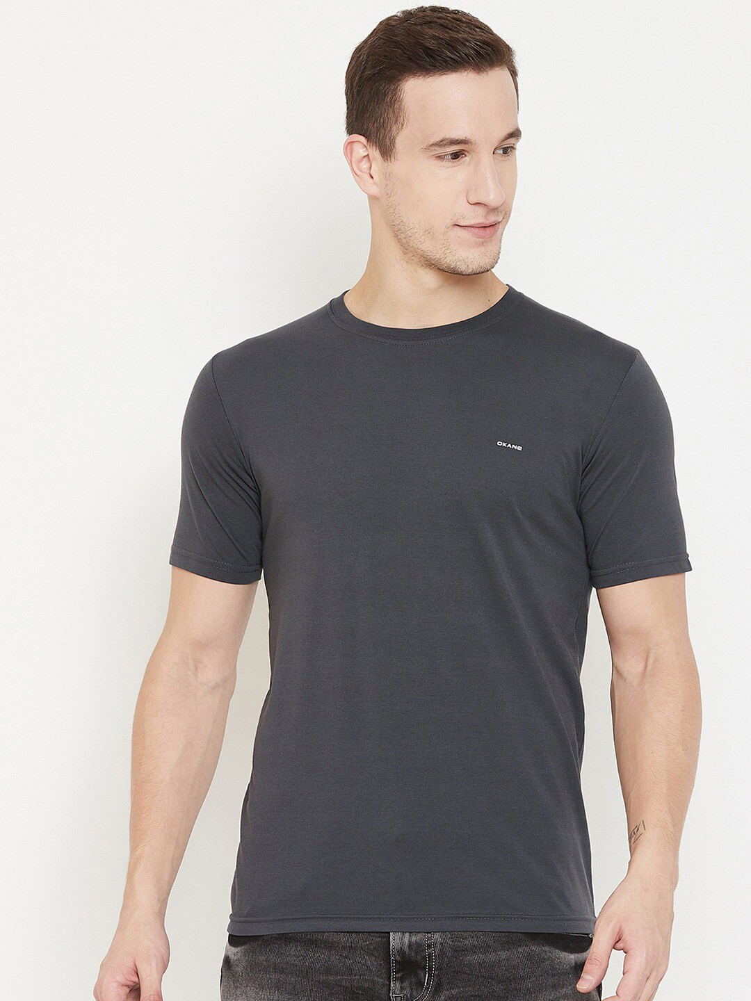 Okane Men Charcoal Cotton T-shirt
Okane Men Charcoal Cotton T-shirt