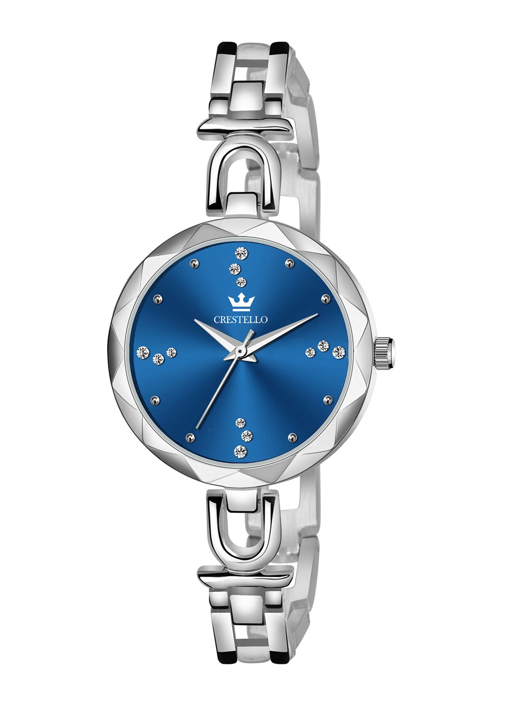 CRESTELLO Women Blue Brass Embellished Dial & Silver Toned Bracelet Style Straps Analogue Watch
CRESTELLO Women Blue Brass Embellished Dial & Silver Toned Bracelet Style Straps Analogue Watch
