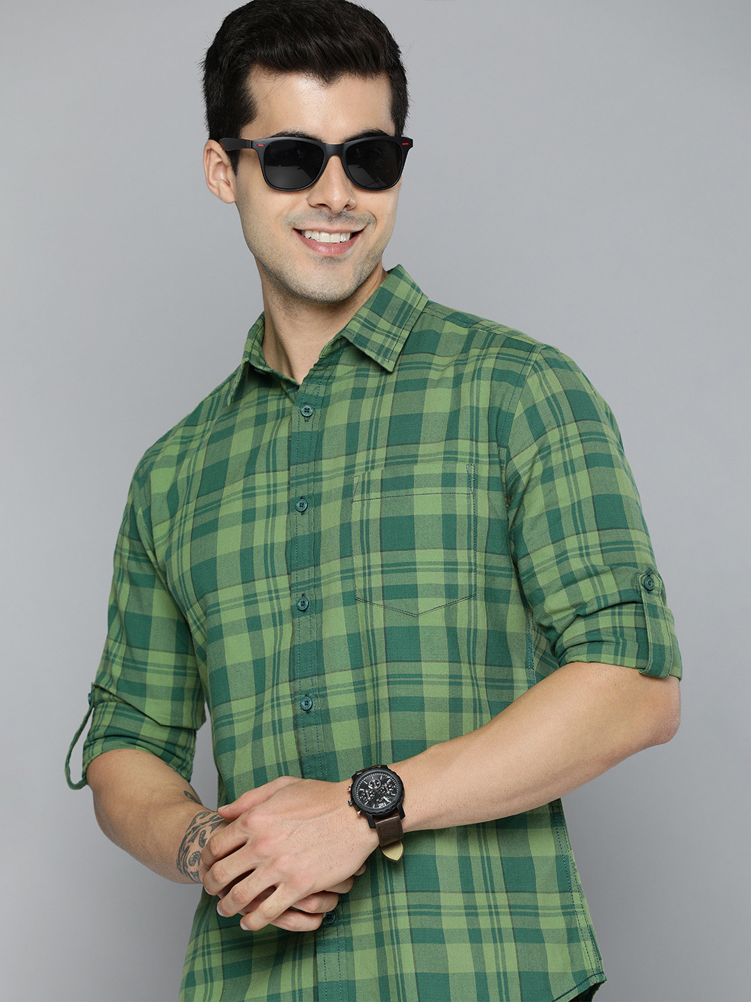 HERE&NOW Men Green Slim Fit Checked Casual Shirt
HERE&NOW Men Green Slim Fit Checked Casual Shirt
