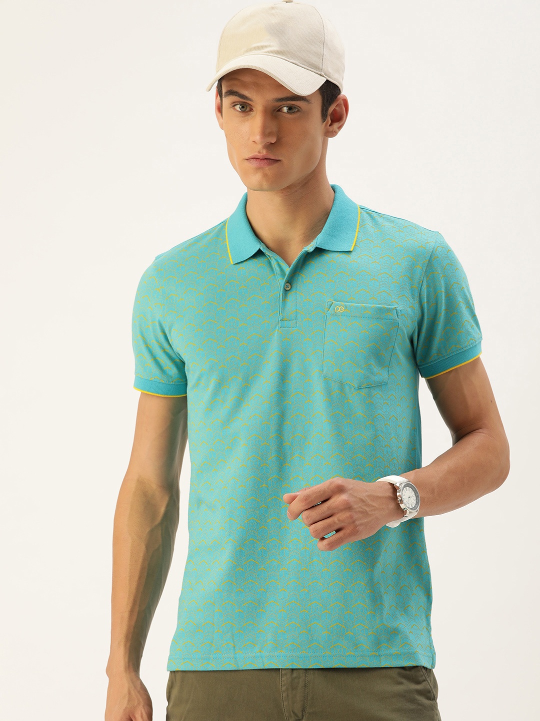 Peter England Casuals Men Turquoise Blue & Yellow Snug Fit Printed Polo Collar T-shirt
Peter England Casuals Men Turquoise Blue & Yellow Snug Fit Printed Polo Collar T-shirt