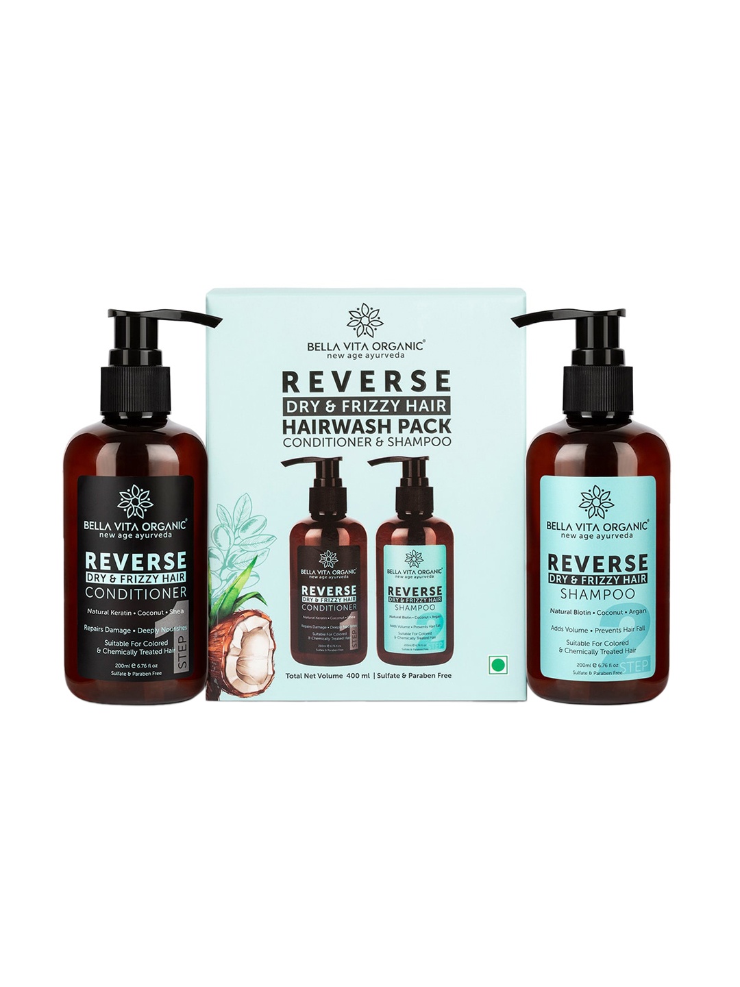 Bella Vita Organic Set of Reverse Dry-Frizzy Hair Shampoo & Conditioner 200 ml each, Blue
Bella Vita Organic Set of Reverse Dry-Frizzy Hair Shampoo & Conditioner 200 ml each, Blue