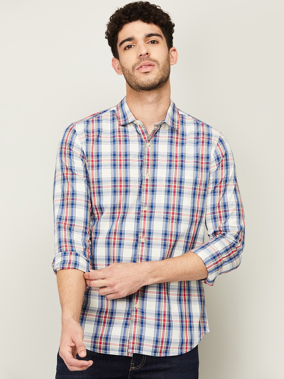Forca by Lifestyle Men Beige & Blue Slim Fit Tartan Checks Checked Cotton Casual Shirt
Forca by Lifestyle Men Beige & Blue Slim Fit Tartan Checks Checked Cotton Casual Shirt