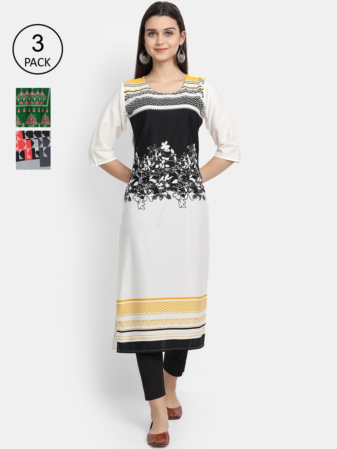 Ethnic basket Women Pack Of 3 Multicoloured Ethnic Motifs Printed Crepe Kurta, Multi
Ethnic basket Women Pack Of 3 Multicoloured Ethnic Motifs Printed Crepe Kurta, Multi