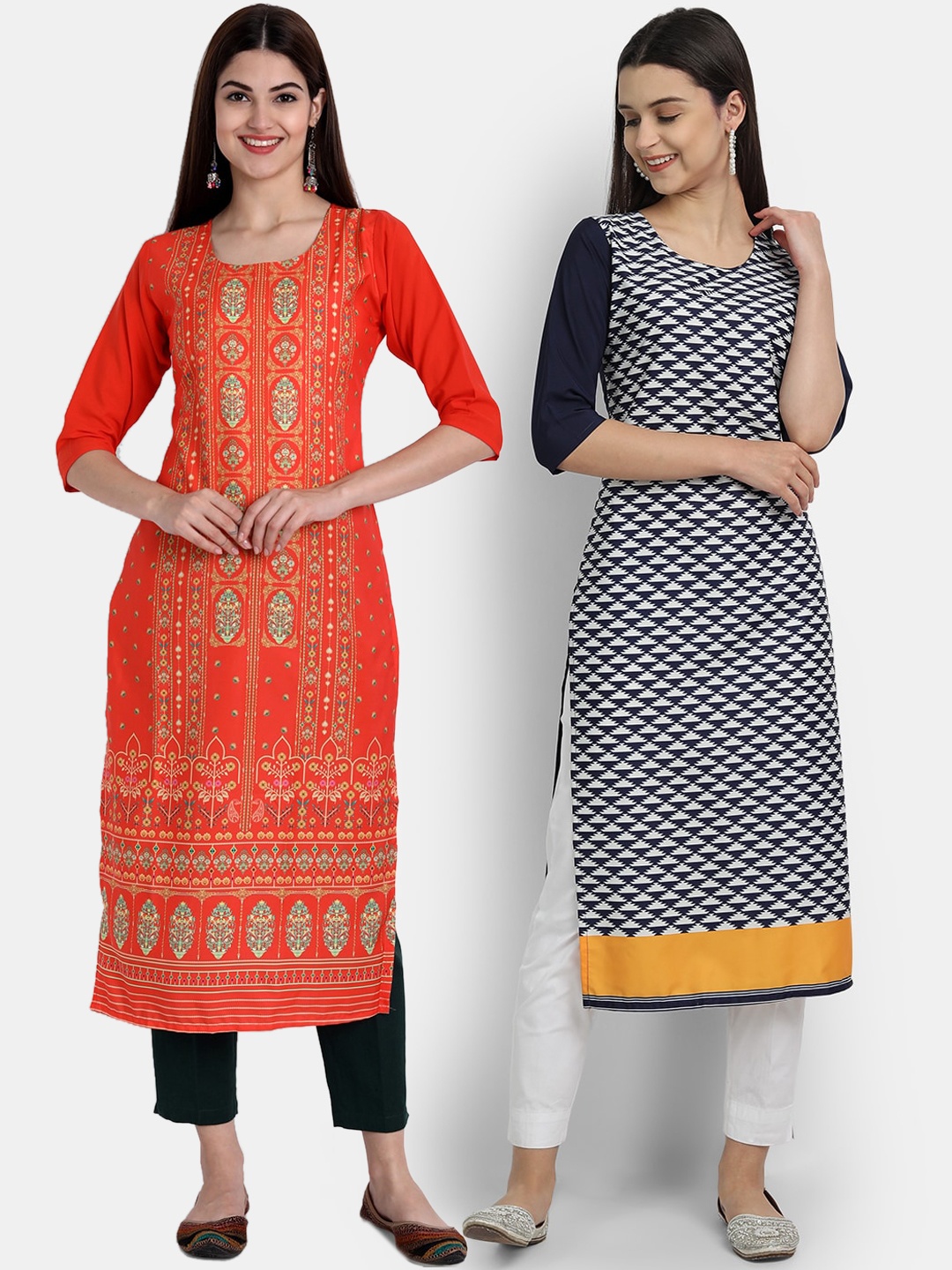 Ethnic basket Women Pack of 2 Multicoloured Ethnic Motifs Printed Crepe Kurta, Multi
Ethnic basket Women Pack of 2 Multicoloured Ethnic Motifs Printed Crepe Kurta, Multi